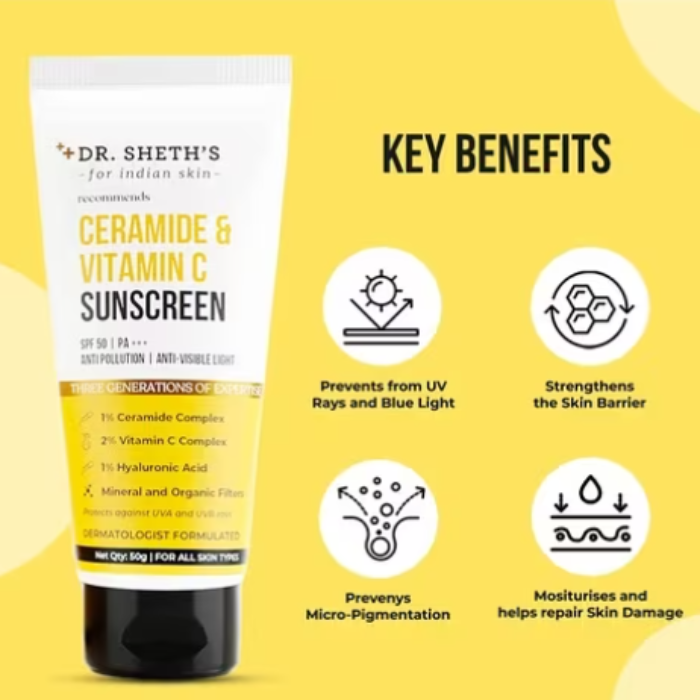 Dr. Sheth’s Ceramide & Vitamin C Sunscreen| SPF 50+ PA+++