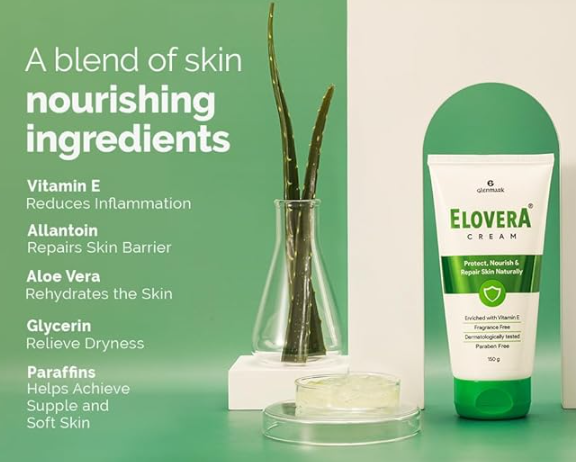 Elovera Moisturising Cream 150g | For Dry Skin | with Aloe Vera & Vitamin E | Protects, Nourishes and Repairs Skin | Paraben Free | Fragrance Free
