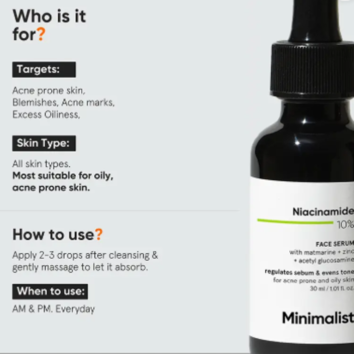Minimalist Oil Control & Anti-Acne 10% Niacinamide Face Serum